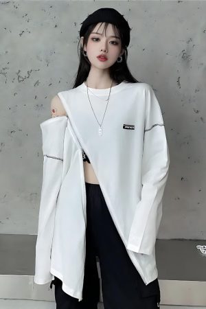 Style Core Aesthetics, New Style Trends - Cyberpunk Cross Zip-Up Top