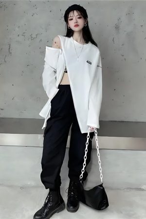 Style Core Aesthetics, New Style Trends - Cyberpunk Cross Zip-Up Top