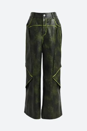Style Core Aesthetics, New Style Trends - Cyberpunk Forest Faux Leather Pants