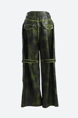 Style Core Aesthetics, New Style Trends - Cyberpunk Forest Faux Leather Pants