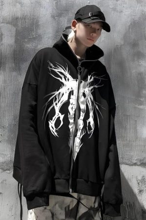 Style Core Aesthetics, New Style Trends - Cyberpunk Ghost Full Zip-Up Hoodie