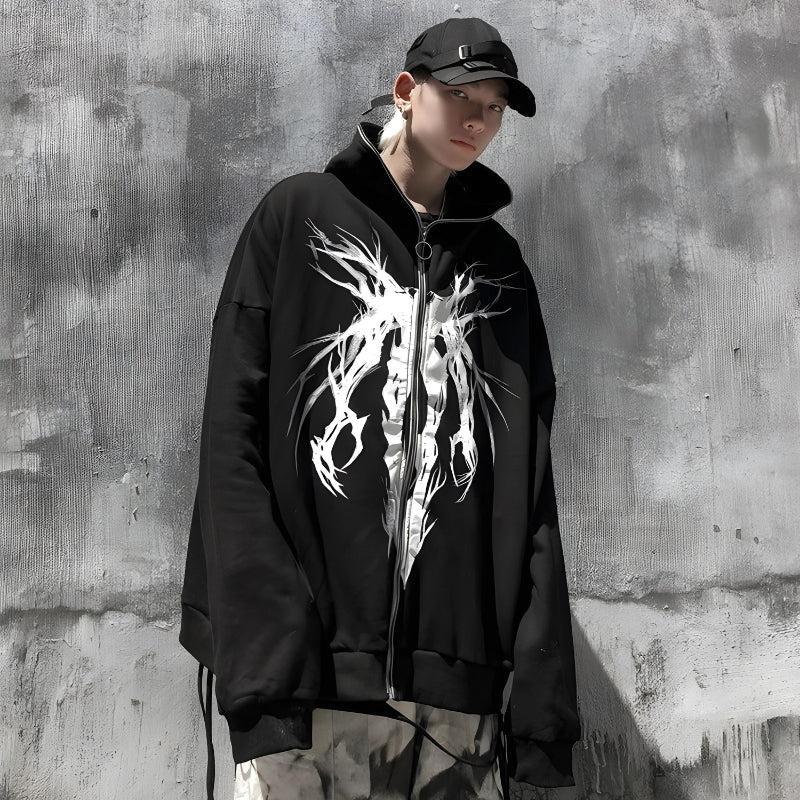 Style Core Aesthetics, New Style Trends - Cyberpunk Ghost Full Zip-Up Hoodie
