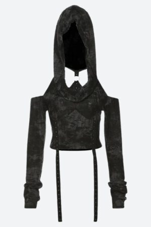 Style Core Aesthetics, New Style Trends - Cyberpunk Off Shoulder Hooded Top
