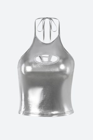 Style Core Aesthetics, New Style Trends - Cyberpunk Silver Halter Neck Top