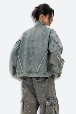 Style Core Aesthetics, New Style Trends - Cyberpunk Zip-Up Denim Jacket