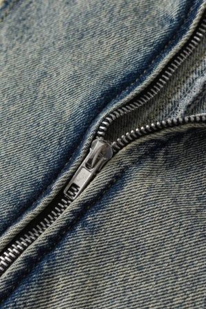 Style Core Aesthetics, New Style Trends - Cyberpunk Zip-Up Denim Jacket