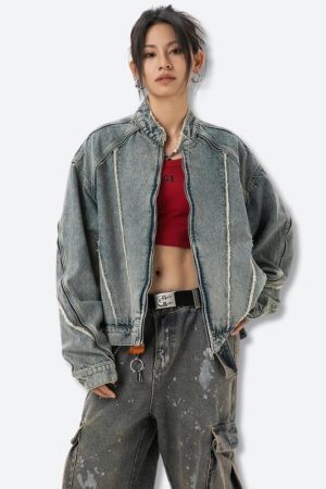 Style Core Aesthetics, New Style Trends - Cyberpunk Zip-Up Denim Jacket
