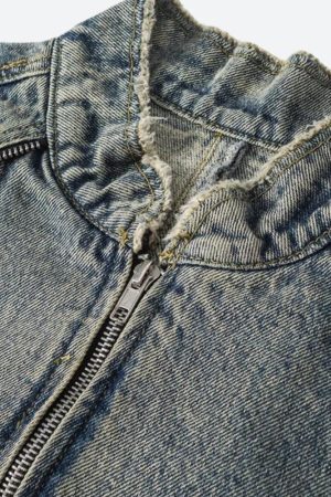 Style Core Aesthetics, New Style Trends - Cyberpunk Zip-Up Denim Jacket