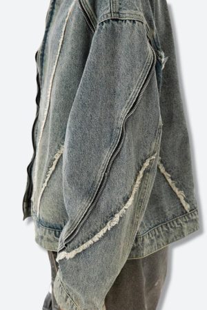 Style Core Aesthetics, New Style Trends - Cyberpunk Zip-Up Denim Jacket