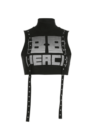 Style Core Aesthetics, New Style Trends - D Ring Strap High Neck Cropped Tank Top