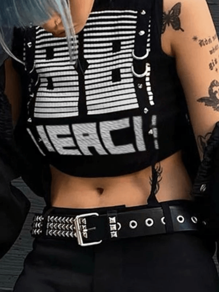 Style Core Aesthetics, New Style Trends - D Ring Strap High Neck Cropped Tank Top Style Core Aesthetics, New Style Trends - D Ring Strap High Neck Cropped Tank Top