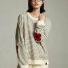 Style Core Aesthetics, New Style Trends - Daisy Embroidered Striped Sweatshirt
