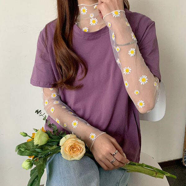 Style Core Aesthetics, New Style Trends - Daisy Mesh Top + Tee Co-Ord Style Core Aesthetics, New Style Trends - Daisy Mesh Top + Tee Co-Ord