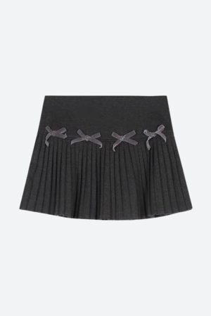Style Core Aesthetics, New Style Trends - Dark Academia Bow Pleated Mini Skirt