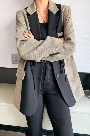Style Core Aesthetics, New Style Trends - Dark Academia Double Color Blazer