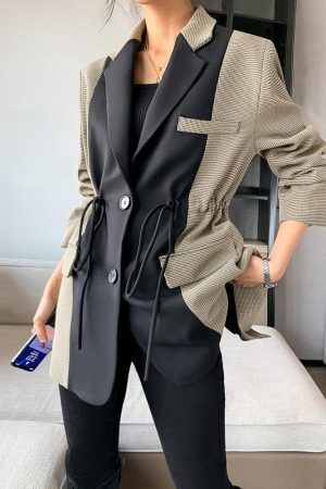 Style Core Aesthetics, New Style Trends - Dark Academia Double Color Blazer