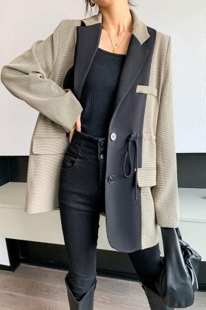 Style Core Aesthetics, New Style Trends - Dark Academia Double Color Blazer