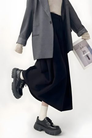 Style Core Aesthetics, New Style Trends - Dark Academia Pleated Midi Skirt