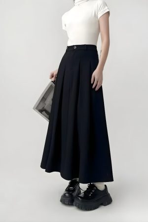 Style Core Aesthetics, New Style Trends - Dark Academia Pleated Midi Skirt