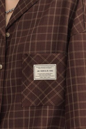 Style Core Aesthetics, New Style Trends - Dark Academia V-Neck Plaid Shirt