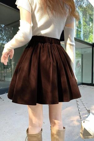 Style Core Aesthetics, New Style Trends - Dark Academia Velvet Mini Skirt
