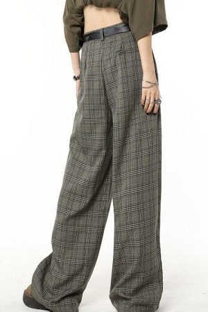 Style Core Aesthetics, New Style Trends - Dark Academia Wide Leg Plaid Pants