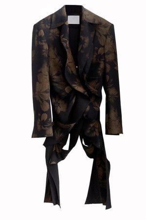 Style Core Aesthetics, New Style Trends - Dark Floral Asymmetric Blazer
