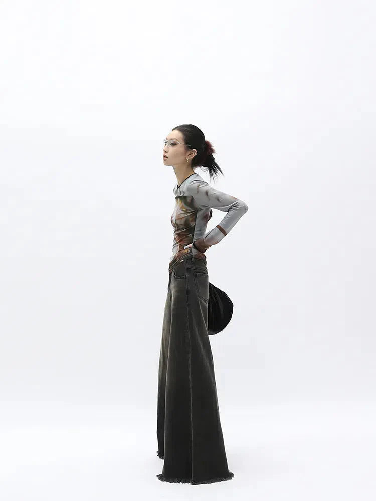 Style Core Aesthetics, New Style Trends - Dark Wash Distressed Wide Leg Jeans Style Core Aesthetics, New Style Trends - Dark Wash Distressed Wide Leg Jeans