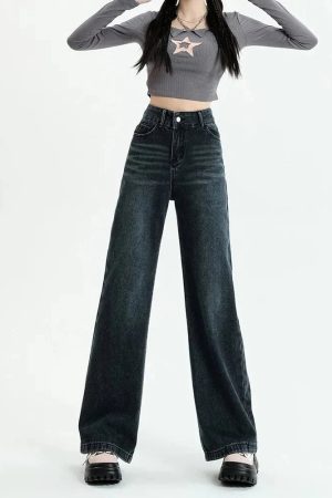 Style Core Aesthetics, New Style Trends - Dark Wash Straight Leg Denim Jeans