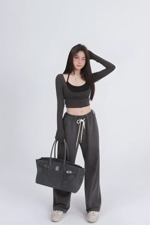 Style Core Aesthetics, New Style Trends - Deep Scoop Neck Two Piece Set Top