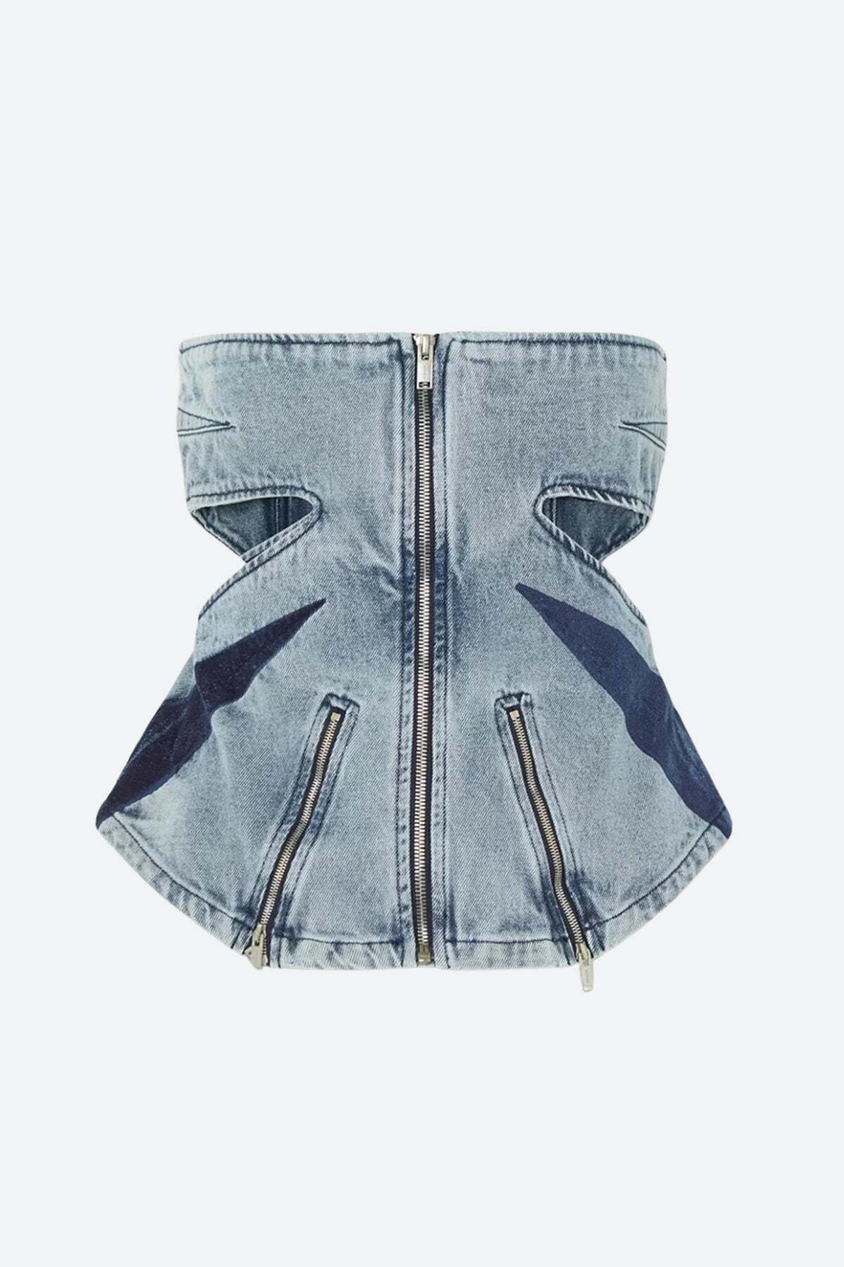 Style Core Aesthetics, New Style Trends - Denim Cut Out Tube Top & Patch Jeans Two Piece Set Style Core Aesthetics, New Style Trends - Denim Cut Out Tube Top & Patch Jeans Two Piece Set