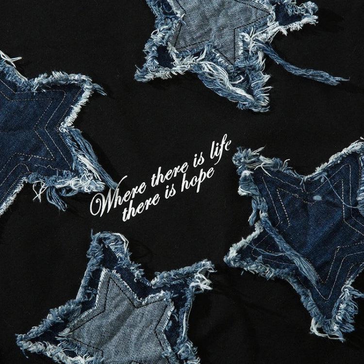 Style Core Aesthetics, New Style Trends - Denim Star Patchwork Tee Style Core Aesthetics, New Style Trends - Denim Star Patchwork Tee