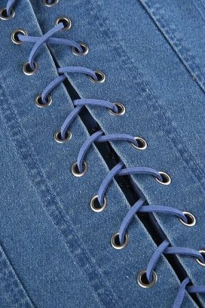 Style Core Aesthetics, New Style Trends - Denim Strapless Corset Top