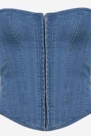 Style Core Aesthetics, New Style Trends - Denim Strapless Corset Top