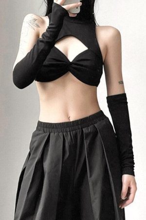 Style Core Aesthetics, New Style Trends - Detachable Sleeved Turtleneck Halter Top