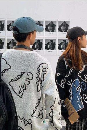 Style Core Aesthetics, New Style Trends - Dinosaur Knitted Sweater