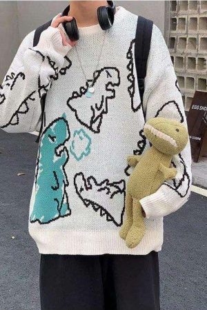 Style Core Aesthetics, New Style Trends - Dinosaur Knitted Sweater