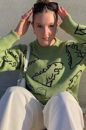 Style Core Aesthetics, New Style Trends - Dinosaur Knitted Sweater