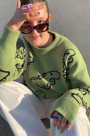 Style Core Aesthetics, New Style Trends - Dinosaur Knitted Sweater