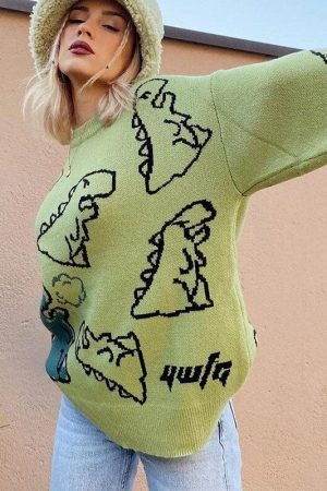 Style Core Aesthetics, New Style Trends - Dinosaur Knitted Sweater