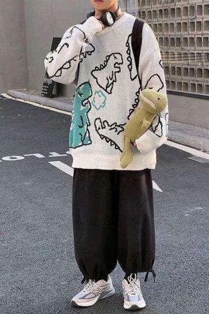 Style Core Aesthetics, New Style Trends - Dinosaur Knitted Sweater