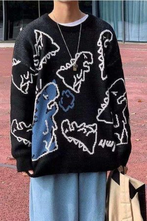 Style Core Aesthetics, New Style Trends - Dinosaur Knitted Sweater