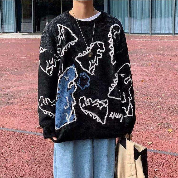 Style Core Aesthetics, New Style Trends - Dinosaur Knitted Sweater Style Core Aesthetics, New Style Trends - Dinosaur Knitted Sweater