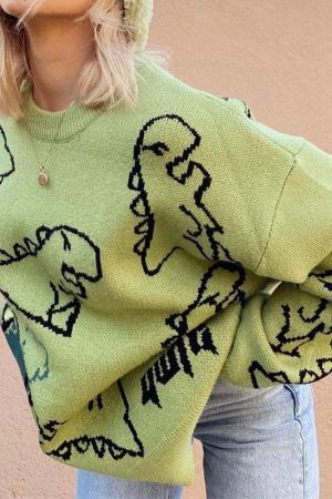 Style Core Aesthetics, New Style Trends - Dinosaur Knitted Sweater