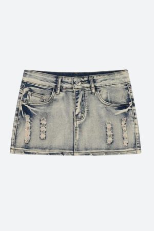 Style Core Aesthetics, New Style Trends - Distressed Low Rise Mini Skirt