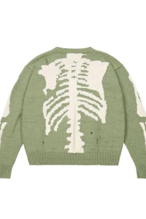 Style Core Aesthetics, New Style Trends - Distressed Oversized Skeleton Knit Sweater