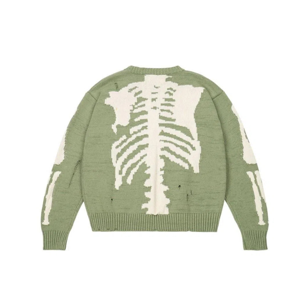 Style Core Aesthetics, New Style Trends - Distressed Oversized Skeleton Knit Sweater