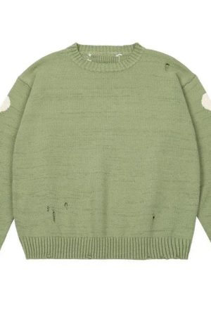 Style Core Aesthetics, New Style Trends - Distressed Oversized Skeleton Knit Sweater