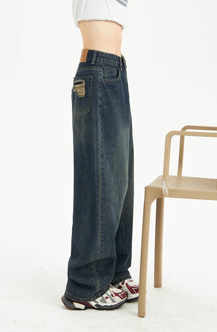 Style Core Aesthetics, New Style Trends - Distressed Pockets Wide Leg Baggy Jeans Style Core Aesthetics, New Style Trends - Distressed Pockets Wide Leg Baggy Jeans