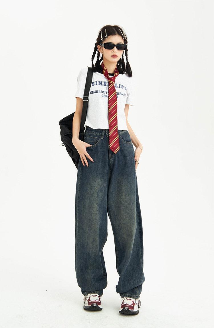 Style Core Aesthetics, New Style Trends - Distressed Pockets Wide Leg Baggy Jeans Style Core Aesthetics, New Style Trends - Distressed Pockets Wide Leg Baggy Jeans